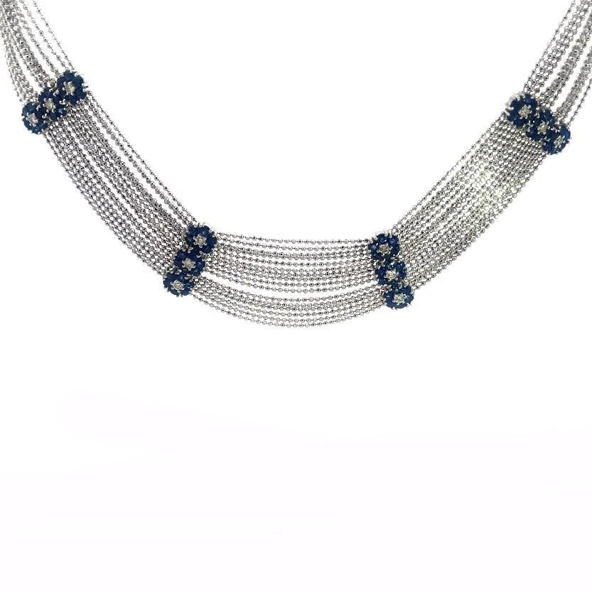 SAPPHIRE GOLD CHOKER NECKLACE BEADED (1 of 4)