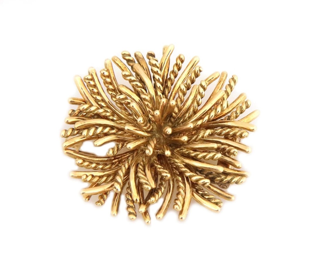 TIFFANY & CO. VINTAGE 18K YELLOW GOLD FLORAL BROOCH (1 of 3)