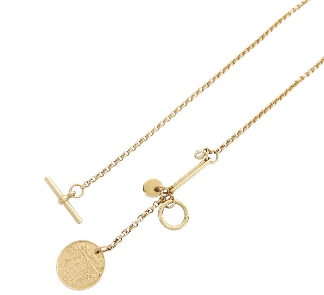 HERMES EX LIBRIS NECKLACE ACCESSORY PINK GOLD (1 of 2)