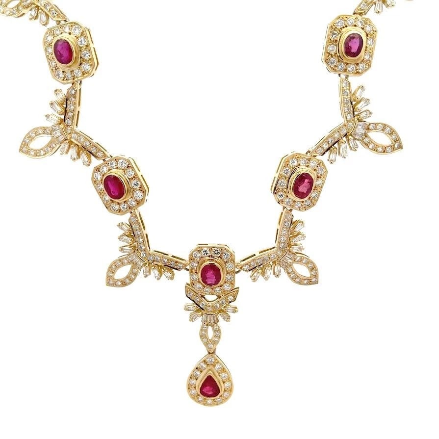 DIAMOND RUBY NECKLACE 18K YELLOW GOLD (1 of 5)