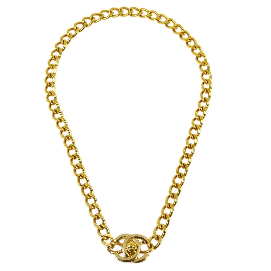 CHANEL TURNLOCK GOLD CHAIN NECKLACE (1 of 3)