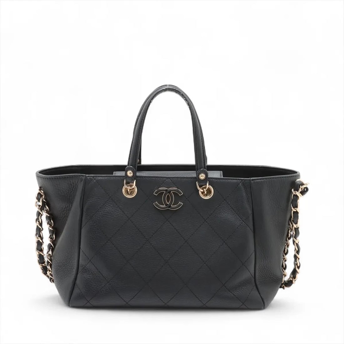 CHANEL MATELASSE LEATHER 2 WAY SHOULDER BAG, SHOULDER BAG: Chanel Matelasse Leather 2 Way Shoulder Bag, Shoulder bag Brand: Chanel Type: Shoulder bag Material: Leather Color: Black Size: Height:7.3inch Length:11.0inch Depth:4.9inch Handle height:4.9inch S