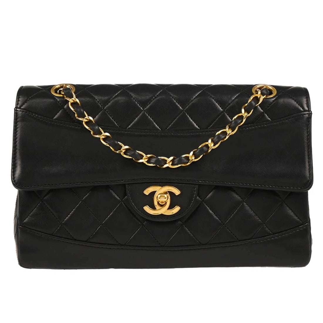 CHANEL BLACK LAMBSKIN SHOULDER BAG (1 of 8)