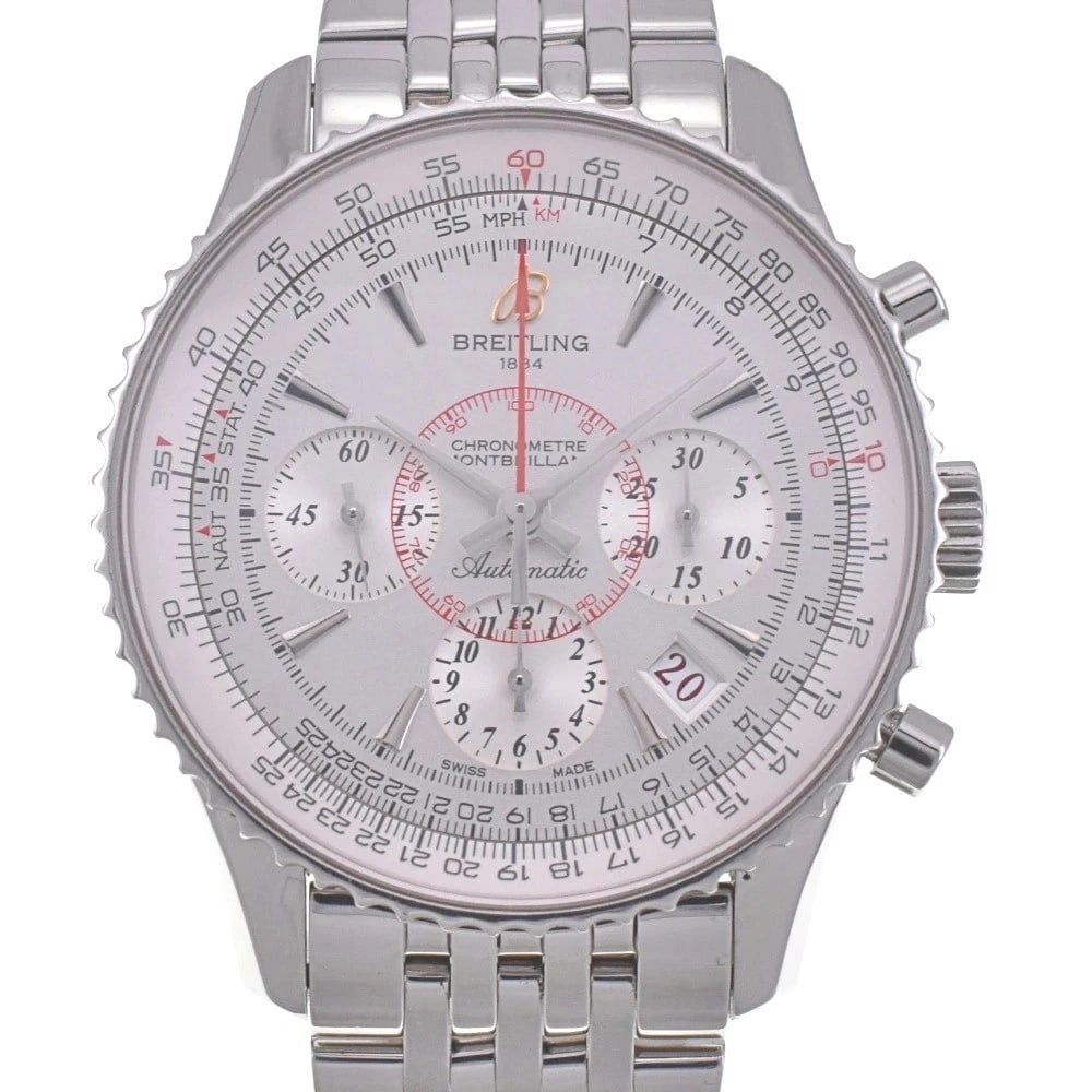 BREITLING NAVITIMER MONTBRILLANT AUTOMATIC: BREITLING Navitimer Montbrillant Automatic Brand: BREITLING Type: Wristwatch Material: Band Material Stainless Steel, Case Material Stainless Steel Color: Dial Color Silver, Case Color Silver, Band