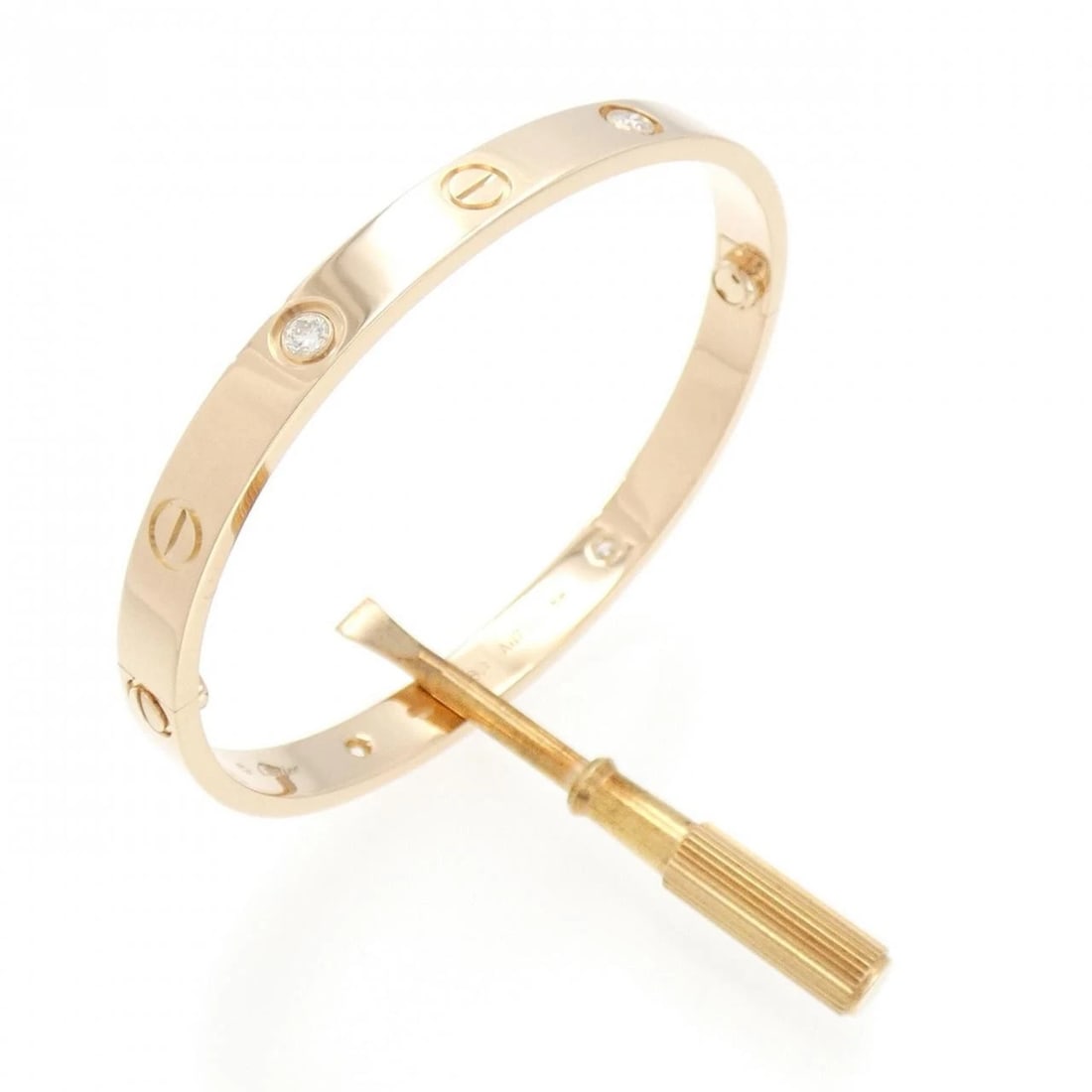 CARTIER LOVE BRACELET 4P: Cartier Love Bracelet 4P Brand: Cartier Type: Bracelet Material: 750 Pink Gold, Main Stone Natural Color: None Size: 16.5cmActualSize Max W: 5.9mm Accessories: None Accessories Notice: Whe