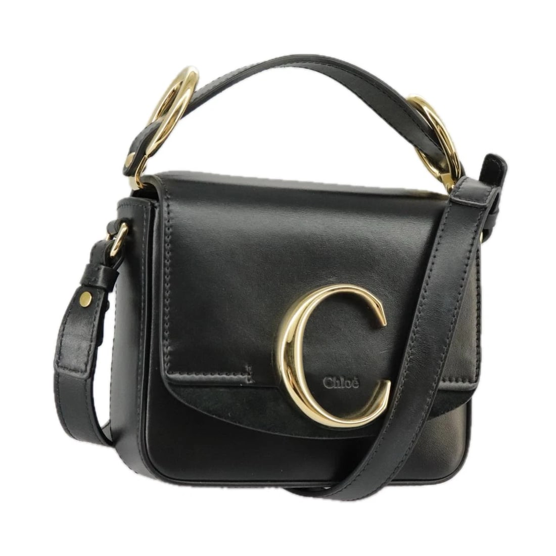 CHLOE MINI HAND BAG LEATHER 2WAY BLACK GOLD: Chloe Mini Hand Bag Leather 2way Black Gold Brand: Chloe Type: Hand Bag Material: Leather Color: Black / Gold Size: W6.3 x H4.7 x D2.0inch(Approx) Shoulder Drop:23.6inch(Approx) Handle Drop:2.8inc