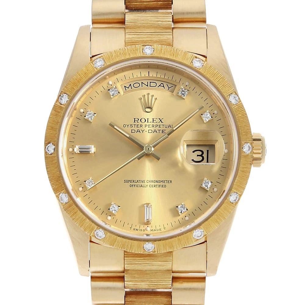 ROLEX DAY DATE BARK BEZEL 12P DIAMOND CHAMPAGNE (1 of 2)