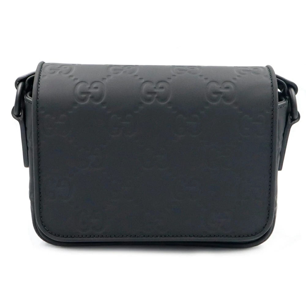 GUCCI SUPER MINI BAG GG RUBBER EFFECT LEATHER BLACK: GUCCI Super Mini Bag GG Rubber Effect Leather Black Brand: GUCCI Type: Handbag Material: Gg Rubber Effect Leather / Cotton Linen Color: Black Size: W: 17.5cm x H: 11cm x D: 6.5cm Shoulder strap: 1