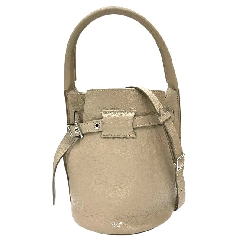 CELINE BIG BAG BUCKET NANO HANDBAG: CELINE Big Bag Bucket Nano Handbag Brand: CELINE Type: Handbag Material: Drummed calfskin Color: Suri Size: W5.9 x H7.9x D5.9inch Shoulder:35.6inch Accessories: None Accessories Notice: Wh