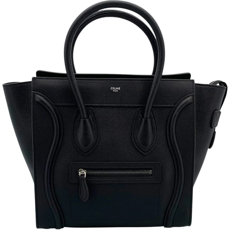 CELINE LUGGAGE MICRO SHOPPER TOTE BAG: CELINE Luggage micro shopper Tote Bag Brand: CELINE Type: Tote Bag Material: Drummed calf Color: black Size: W10.6 x H11.0x D4.3inch Accessories: None Accessories Notice: When purchasing p