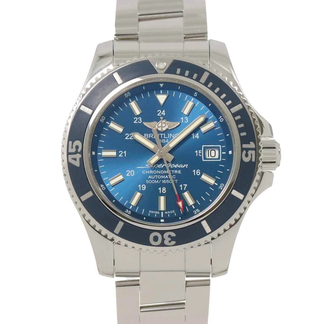 BREITLING SUPEROCEAN AUTOMATIC DATE BLUE DIAL WATCH: BREITLING Superocean Automatic Date Blue Dial Watch Brand: BREITLING Type: Wristwatch Material: Stainless steel Size: CaseSize Length 50mm(included lag) CaseSize Depth 13.5mm, CaseSize Width 42mm(n