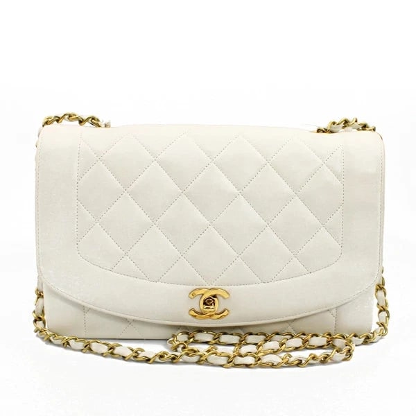 CHANEL DIANA FLAP CHAIN SHOULDER 25 WHITE (1 of 10)