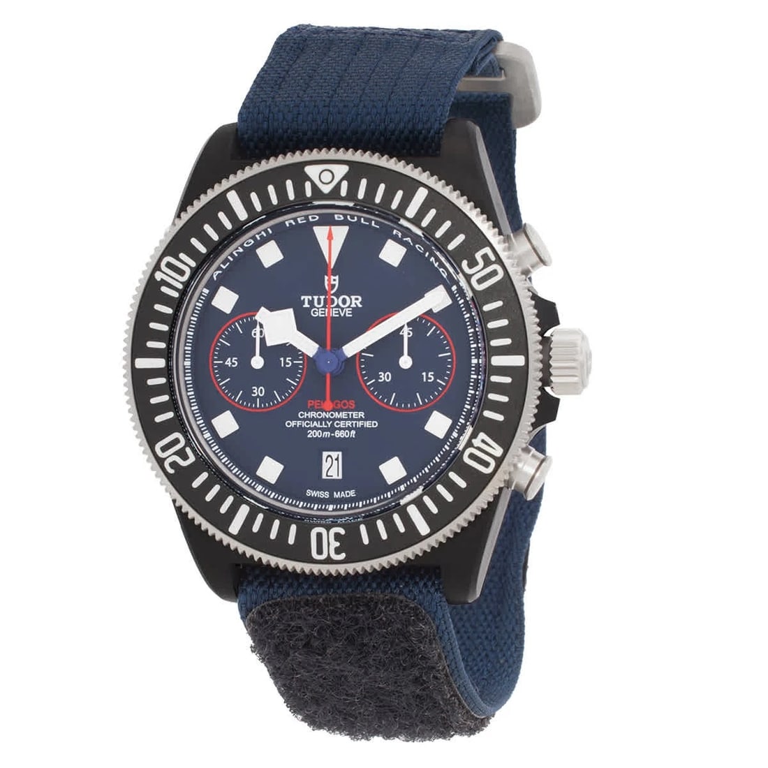 TUDOR PELAGOS CHRONOGRAPH AUTOMATIC WATCH: Tudor Pelagos Chronograph Automatic Watch Brand: Tudor Type: Wristwatch Material: Band Material Fabric Strao, Case Material Carbon Composite Color: Band Color Blue, Dial Color Blue Size: Case Size