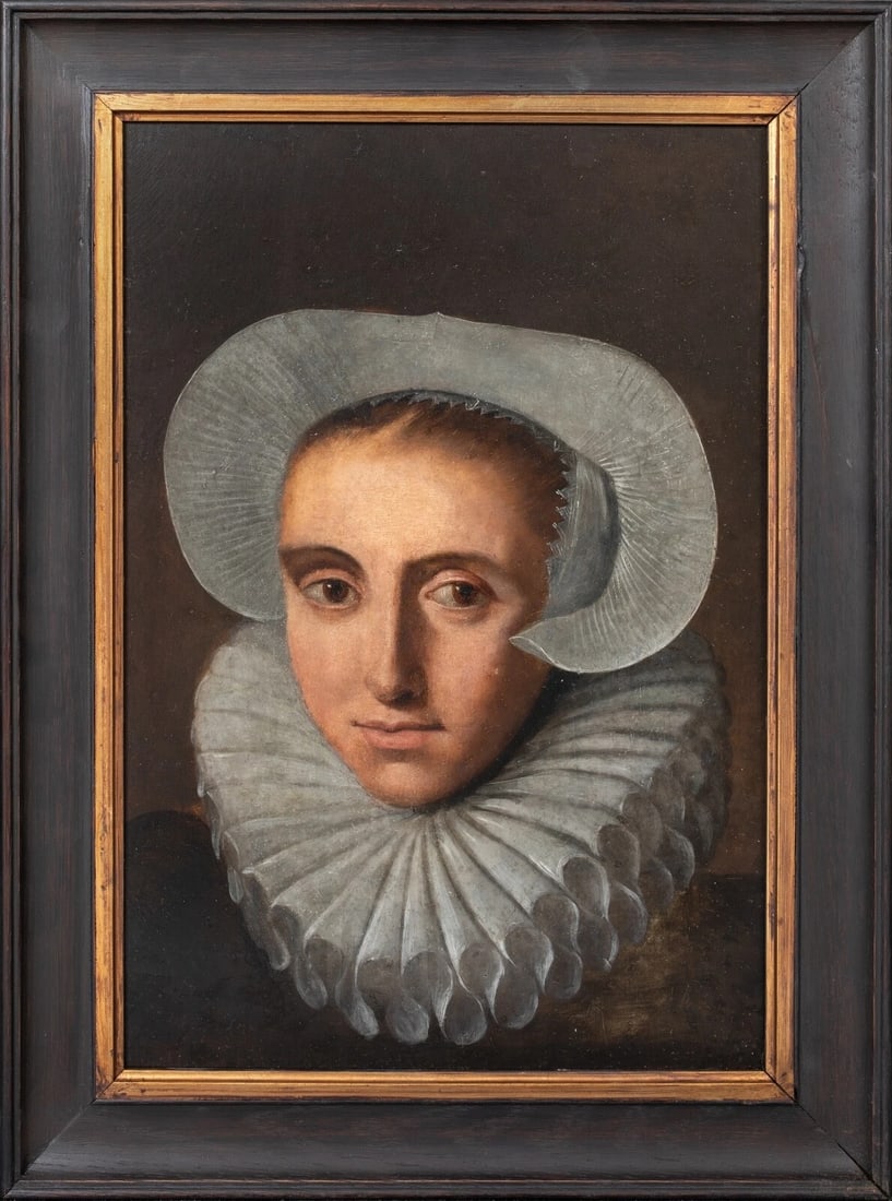 PORTRAIT OF A LADY IN A LACE CAP & RUFF OIL PAINTING (1 of 11)