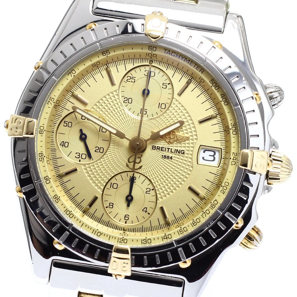 BREITLING CHRONOMAT BIKORO DATE GOLD DIAL AUTOMATIC WATCH: BREITLING Chronomat Bikoro Date gold Dial Automatic Watch Brand: BREITLING Type: Wristwatch Material: Band Material Stainless Steel/YG, Case Material Stainless Steel/YG Color: Band Color Silver / G