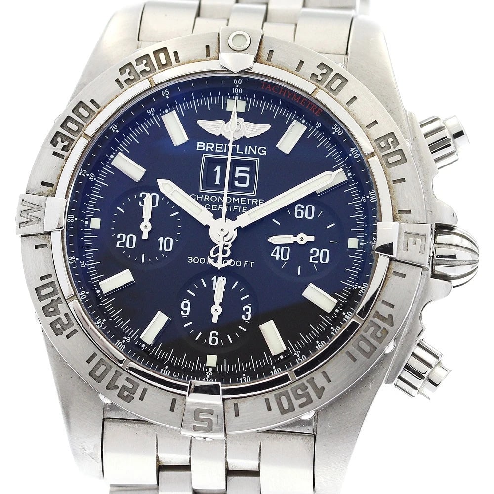 BREITLING BLACKBIRD CHRONOGRAPH BLACK DIAL AUTOMATIC WATCH: BREITLING Blackbird Chronograph black Dial Automatic Watch Brand: BREITLING Type: Wristwatch Material: Band Material Stainless Steel, Case Material Stainless Steel Color: Band Color Silver, Case Co