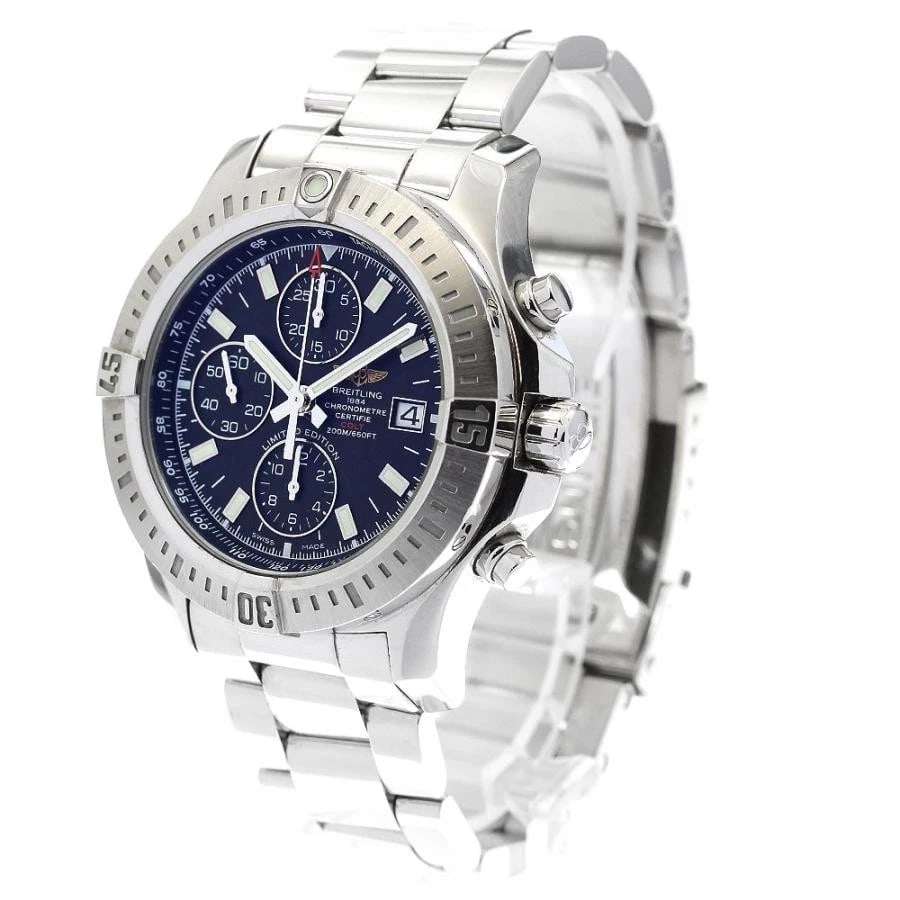 BREITLING COLT CHRONOGRAPH SS BLACK DIAL AUTOMATIC DATE WATCH: BREITLING COLT CHRONOGRAPH SS Black Dial Automatic Date Brand: BREITLING Type: Wristwatch Material: SS × SS Color: Dial Color: Black Size: Case Size 44mm Max Wrist Size 19 + 1.1cm Lug Width 22mm