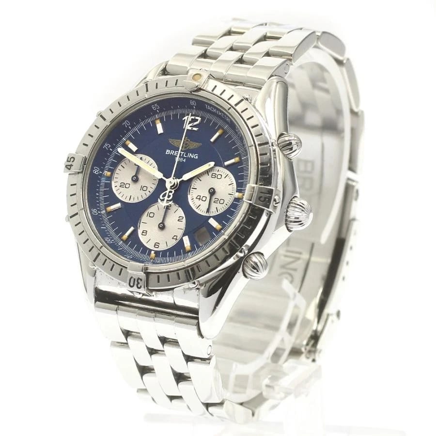 BREITLING CHRONO COCKPIT SS BLUE DIAL AUTOMATIC CHRONOGRAPH WATCH: BREITLING CHRONO COCKPIT SS Blue Dial Automatic Chronograph Brand: BREITLING Type: Wristwatch Material: SS × SS Color: Dial Color: Blue/Gray Size: Case Size 37mm Max Wrist Size 15cm Lug Width 18m