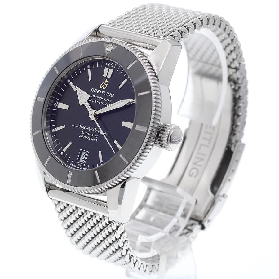 BREITLING SUPER OCEAN HERITAGE SS BLACK DIAL AUTOMATIC DATE WATCH: BREITLING SUPER OCEAN HERITAGE SS Black Dial Automatic Date Brand: BREITLING Type: Wristwatch Material: SS × SS Color: Dial Color: Black Size: Case Size 42mm Max Wrist Size 18cm Lug Width 22mm A