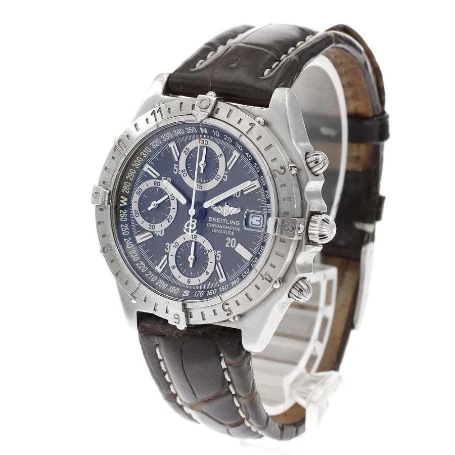 BREITLING CHRONOMAT LONGITUDE SS GRAY DIAL GMT AUTOMATIC WATCH: BREITLING CHRONOMAT LONGITUDE SS Gray Dial GMT Automatic Brand: BREITLING Type: Wristwatch Material: Stainless steel x leather Color: Dial Color: Gray Size: Case Size 39mm Max Wrist Size 19.5cm Lu