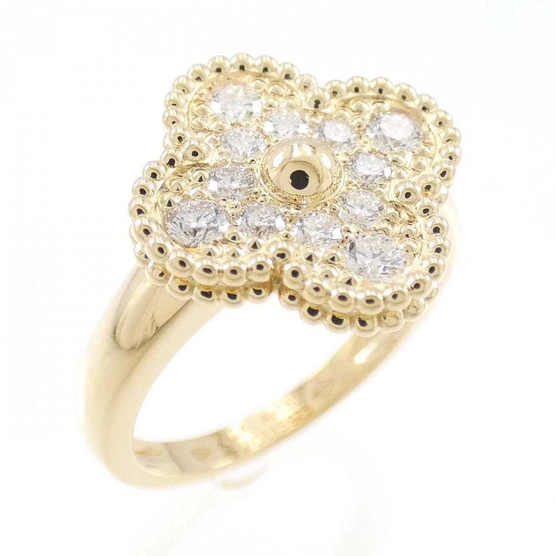 VAN CLEEF & ARPELS ALHAMBRA RING: Van Cleef & Arpels Alhambra Ring Brand: Van Cleef & Arpels Type: Ring Material: 750 Yellow Gold, Main Stone Creation Natural Color: None Size: 6.5-7 (US size) Accessories: None Accessories