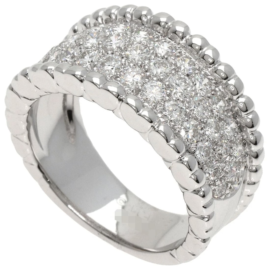 VAN CLEEF & ARPELS PERLÉE PAVÉ DIAMOND RING: Van Cleef & Arpels Perlée Pavé Diamond Ring Brand: Van Cleef & Arpels Type: Ring Material: K18 White Gold, Main Stone Creation Natural Color: Silver Size: 6.25(US) Accessories: None Access