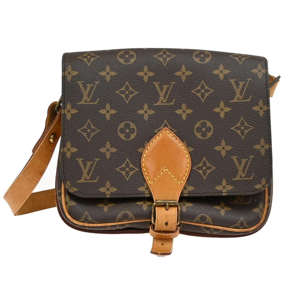 LOUIS VUITTON CARTOUCHIERE MM SHOULDER BAG MONOGRAM LEATHER BROWN: LOUIS VUITTON Cartouchiere MM Shoulder Bag Monogram Leather Brown Brand: LOUIS VUITTON Type: Shoulder Bag Material: Monogram Leather Color: Brown Size: W 8.3 x H 7.1 x D 2.8 " (approx.) SHOULDER DROP 