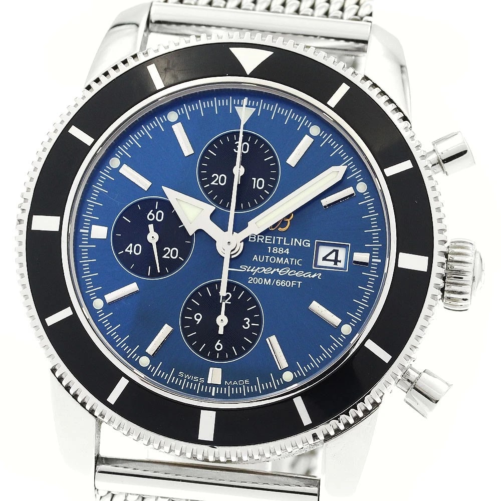 BREITLING SUPEROCEAN HERITAGE CHRONOGRAPH AUTOMATIC WATCH: BREITLING Superocean Heritage Chronograph Automatic Watch Brand: BREITLING Type: Wristwatch Material: Band Material Stainless Steel, Case Material Stainless Steel Color: Band Color Silver, Case Col