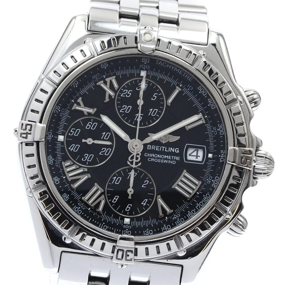BREITLING CROSSWIND DATE CHRONOGRAPH AUTOMATIC WATCH: BREITLING Crosswind Date Chronograph Automatic Watch Brand: BREITLING Type: Wristwatch Material: Band Material Stainless Steel, Case Material Stainless Steel Color: Band Color Silver, Case Color Si