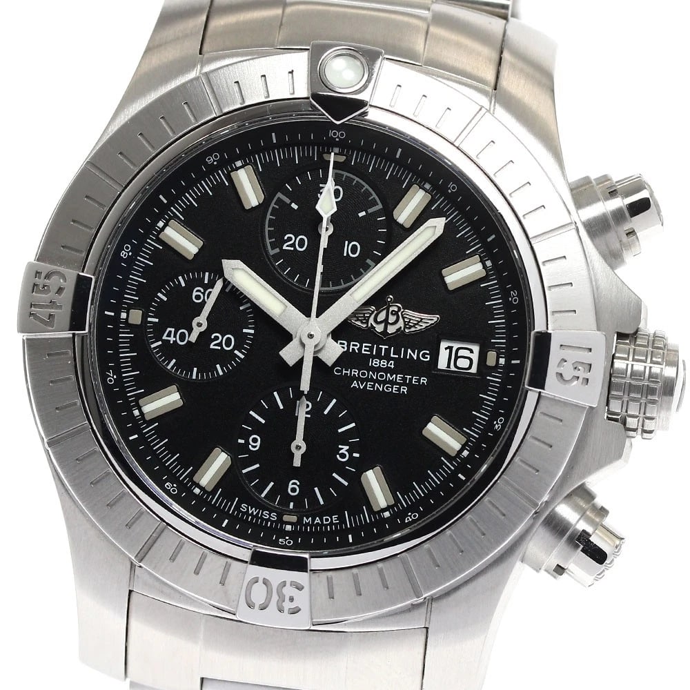 BREITLING AVENGER CHRONOGRAPH DATE AUTOMATIC WATCH: BREITLING Avenger chronograph Date Automatic Watch Brand: BREITLING Type: Wristwatch Material: Band Material Stainless Steel, Case Material Stainless Steel Color: Band Color Silver, Case Color Silv