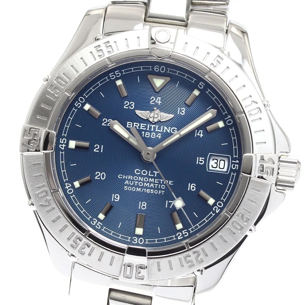 BREITLING COLT OCEAN DATE NAVY DIAL AUTOMATIC WATCH: BREITLING Colt Ocean Date Navy Dial Automatic Watch Brand: BREITLING Type: Wristwatch Material: Band Material Stainless Steel, Case Material Stainless Steel Color: Band Color Silver, Case Color Sil