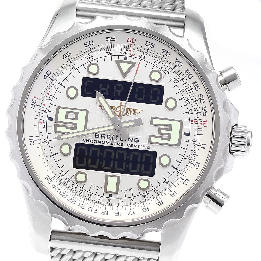 BREITLING CHRONO SPACE SILVER DIAL QUARTZ WATCH: BREITLING Chrono space Silver Dial Quartz Watch Brand: BREITLING Type: Wristwatch Material: Band Material Stainless Steel, Case Material Stainless Steel Color: Band Color Silver, Case Color Silver,