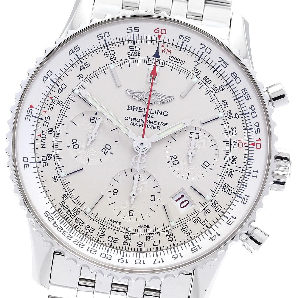 BREITLING NAVITIMER LIMITED AUTOMATIC WATCH: BREITLING Navitimer Limited Automatic Watch Brand: BREITLING Type: Wristwatch Material: Band Material Stainless Steel, Case Material Stainless Steel Color: Band Color Silver, Case Color Silver, Dia