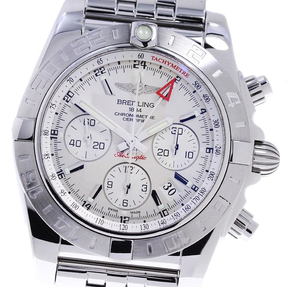 BREITLING CHRONOMAT SILVER DIAL AUTOMATIC WATCH: BREITLING Chronomat Silver Dial Automatic Watch Brand: BREITLING Type: Wristwatch Material: Band Material Stainless Steel, Case Material Stainless Steel Color: Band Color Silver, Case Color Silver,