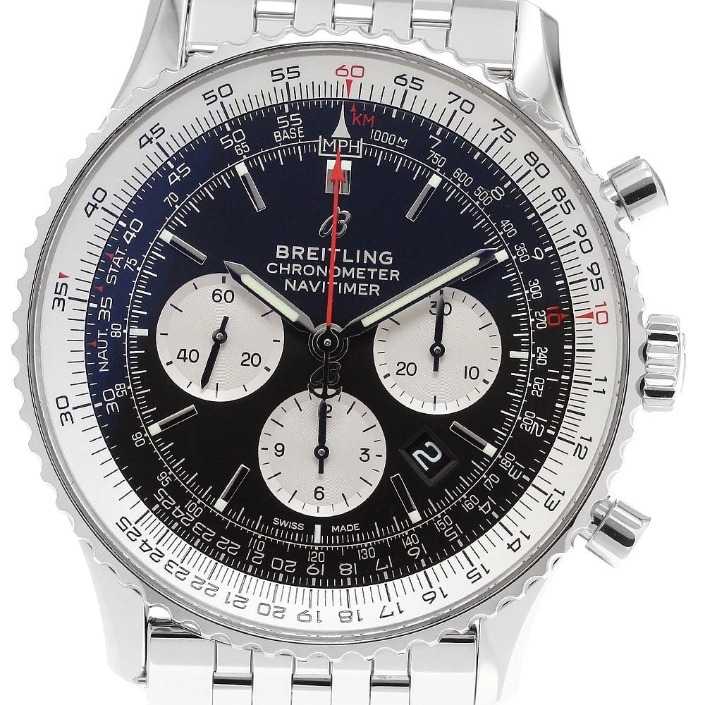 BREITLING NAVITIMER CHRONOGRAPH AUTOMATIC WATCH: BREITLING Navitimer Chronograph Automatic Watch Brand: BREITLING Type: Wristwatch Material: Band Material Stainless Steel, Case Material Stainless Steel Color: Band Color Silver, Case Color Silver,