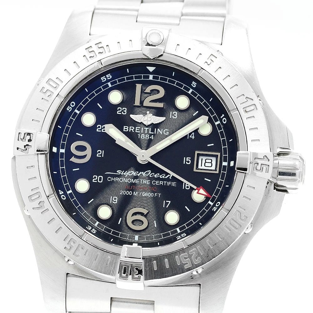 BREITLING SUPER OCEAN STEEL FISH DATE BLACK DIAL AUTOMATIC WATCH: BREITLING Super Ocean Steel Fish Date black Dial Automatic Brand: BREITLING Type: Wristwatch Material: Band Material Stainless Steel, Case Material Stainless Steel Color: Band Color Silver, Case Co