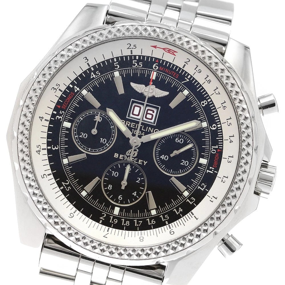 BREITLING BENTLEY CHRONOGRAPH AUTOMATIC WATCH: BREITLING Bentley Chronograph Automatic Watch Brand: BREITLING Type: Wristwatch Material: Band Material Stainless Steel, Case Material Stainless Steel Color: Band Color Silver, Case Color Silver, D