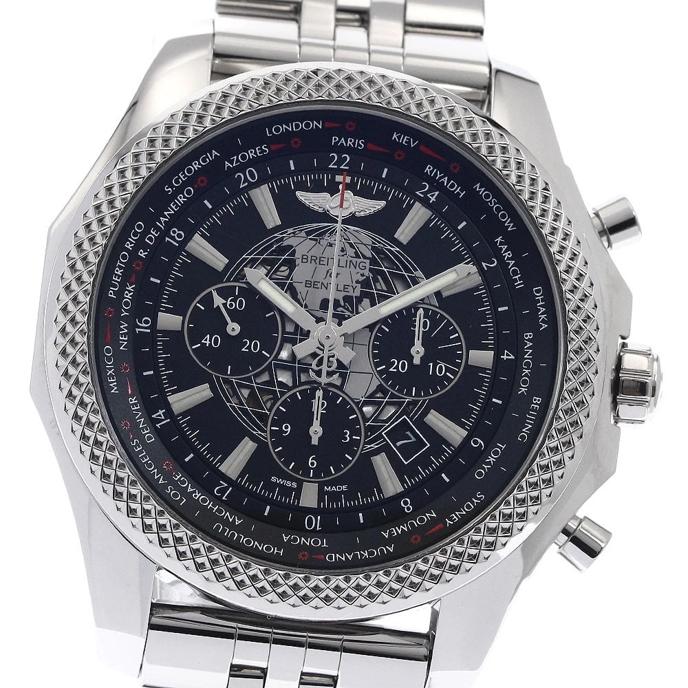 BREITLING BENTLEY CHRONOGRAPH AUTOMATIC WATCH: BREITLING Bentley Chronograph Automatic Watch Brand: BREITLING Type: Wristwatch Material: Band Material Stainless Steel, Case Material Stainless Steel Color: Band Color Silver, Case Color Silver, D