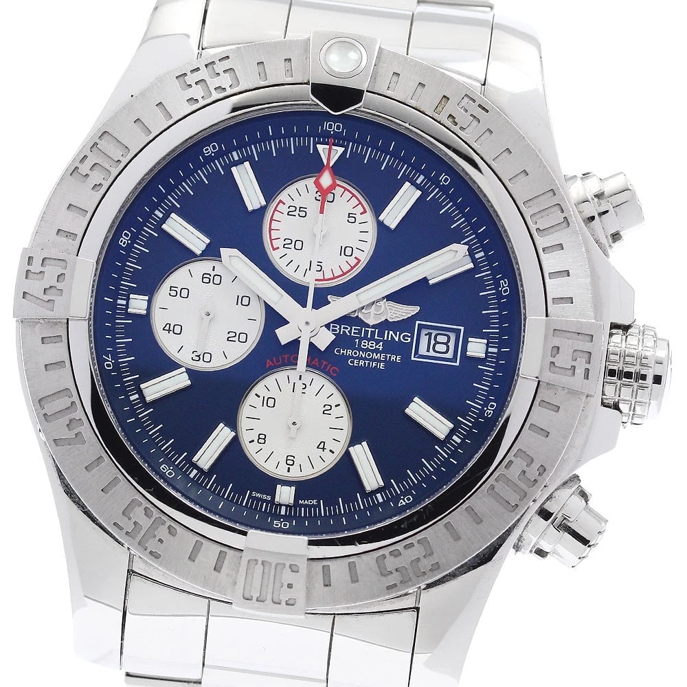 BREITLING SUPER AVENGER CHRONOGRAPH AUTOMATIC WATCH: BREITLING Super Avenger Chronograph Automatic Watch Brand: BREITLING Type: Wristwatch Material: Band Material Stainless Steel, Case Material Stainless Steel Color: Band Color Silver, Case Color Sil