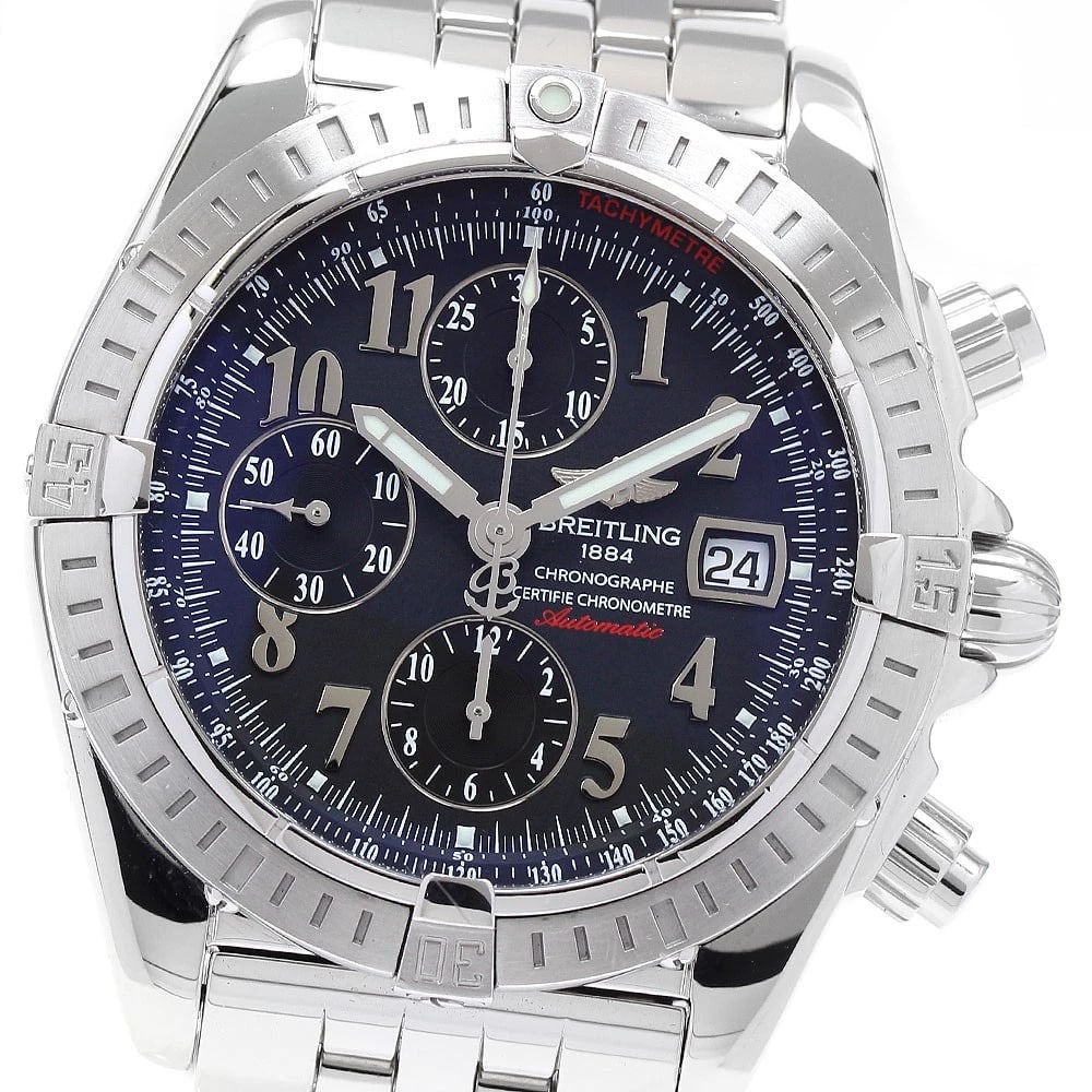 BREITLING CHRONOMAT EVOLUTION BLACK DIAL AUTOMATIC WATCH: BREITLING Chronomat Evolution black Dial Automatic Watch Brand: BREITLING Type: Wristwatch Material: Band Material Stainless Steel, Case Material Stainless Steel Color: Band Color Silver, Case Colo