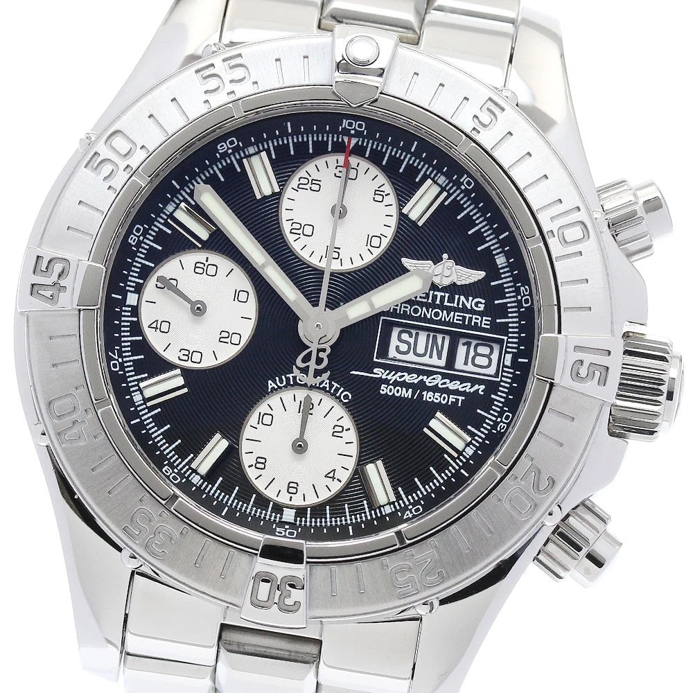BREITLING SUPER OCEAN CHRONOGRAPH DAY DATE AUTOMATIC WATCH: BREITLING Super Ocean Chronograph Day date Automatic Watch Brand: BREITLING Type: Wristwatch Material: Band Material Stainless Steel, Case Material Stainless Steel Color: Band Color Silver, Case Co