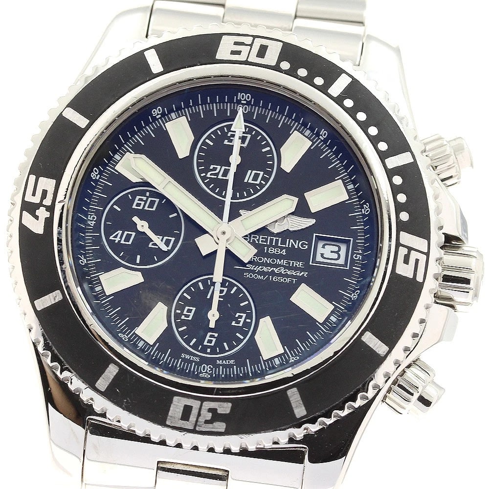 BREITLING CHRONOGRAPH BLACK DIAL AUTOMATIC WATCH: BREITLING Chronograph black Dial Automatic Watch Brand: BREITLING Type: Wristwatch Material: Band Material Stainless Steel, Case Material Stainless Steel Color: Band Color Silver, Case Color Silver