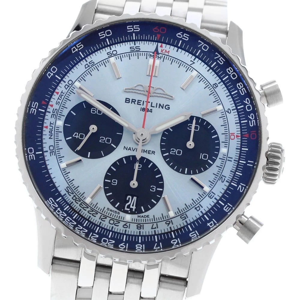 BREITLING NAVITIMER B01 CHRONOGRAPH 41 BLUE DIAL AUTOMATIC WATCH: BREITLING Navitimer B01 Chronograph 41 Blue Dial Automatic Brand: BREITLING Type: Wristwatch Material: Band Material Stainless Steel, Case Material Stainless Steel Color: Band Color Silver, Case Co