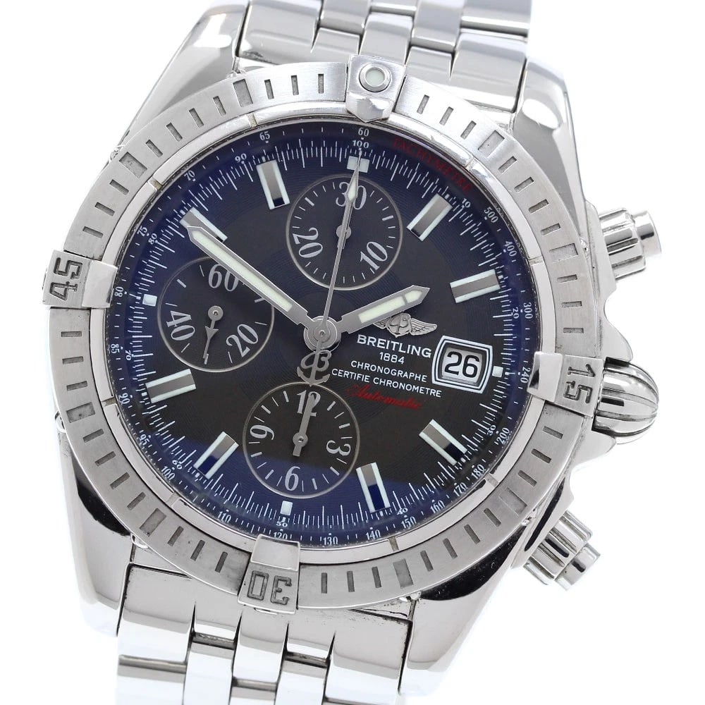 BREITLING CHRONOMAT EVOLUTION BLACK DIAL AUTOMATIC WATCH: BREITLING Chronomat Evolution black Dial Automatic Watch Brand: BREITLING Type: Wristwatch Material: Band Material Stainless Steel, Case Material Stainless Steel Color: Band Color Silver, Case Colo