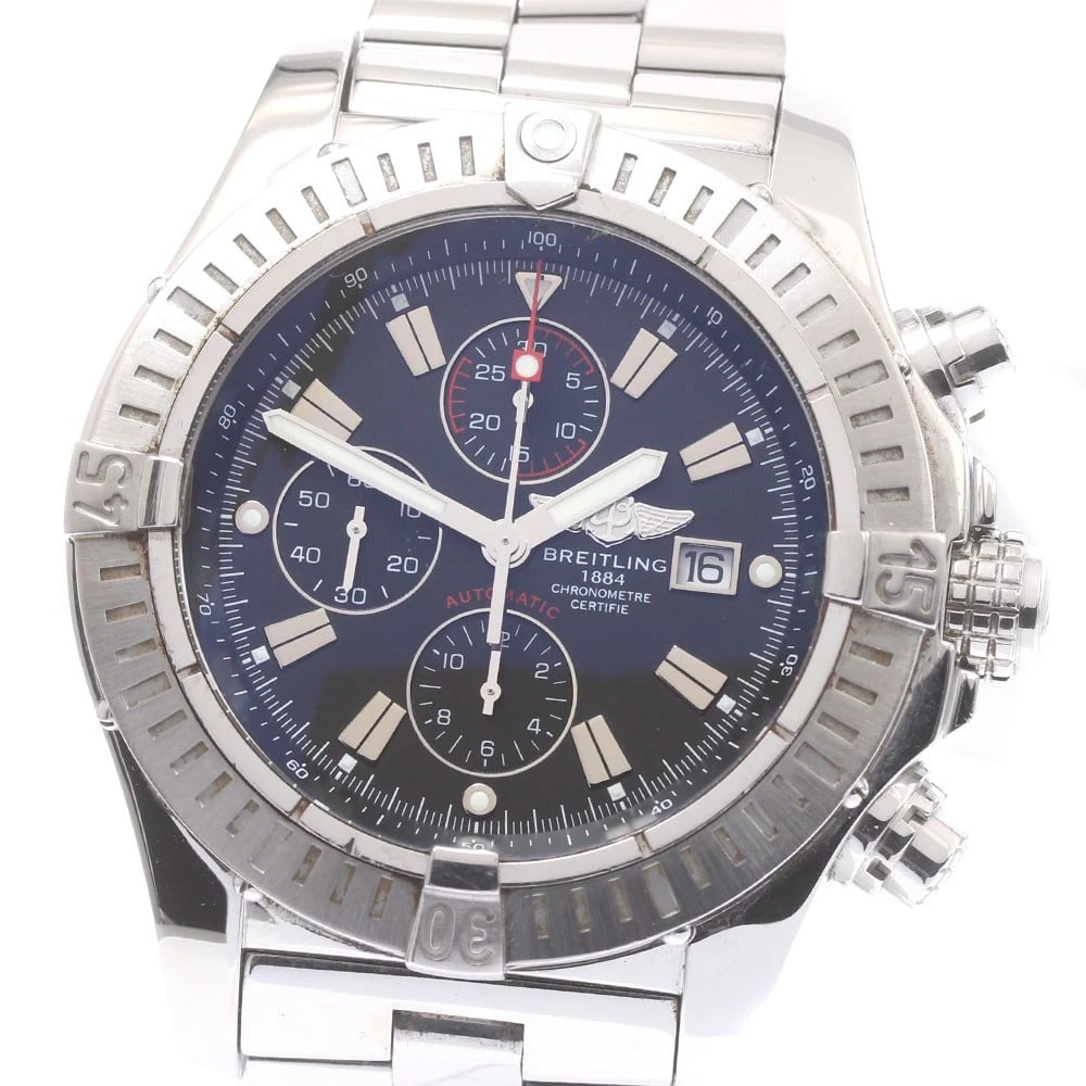 BREITLING SUPER AVENGER AUTOMATIC WATCH: BREITLING Super avenger Automatic Watch Brand: BREITLING Type: Wristwatch Material: Band Material Stainless Steel, Case Material Stainless Steel Color: Band Color Silver, Case Color Silver, Dial Co