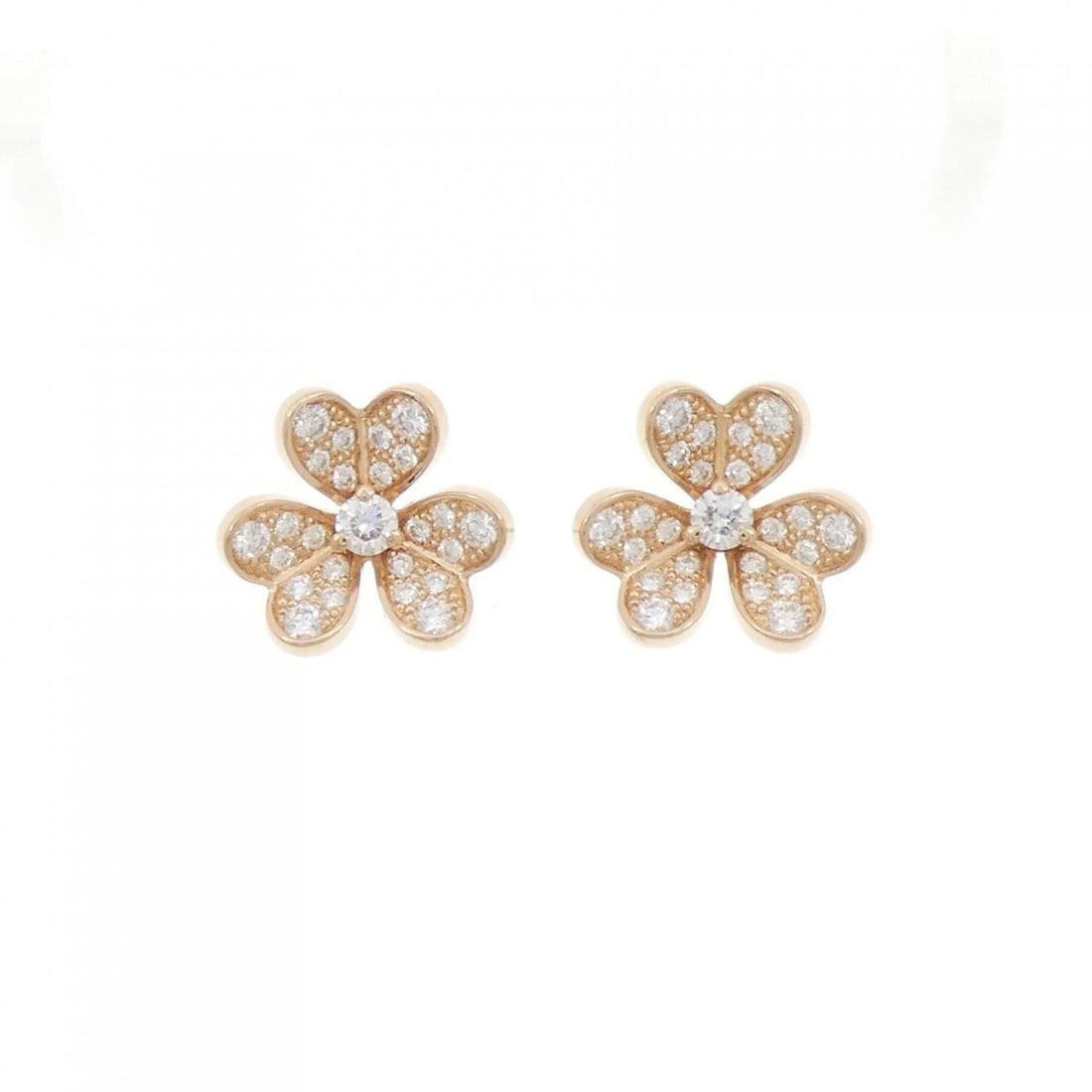 VAN CLEEF & ARPELS FRIVOLE MINI EARRINGS: Van Cleef & Arpels Frivole mini Earrings Brand: Van Cleef & Arpels Type: Earrings Material: 750 Pink Gold, Main Stone Creation Natural Color: None Size: HxW: 10.7mmx11.7mm Accessories: None