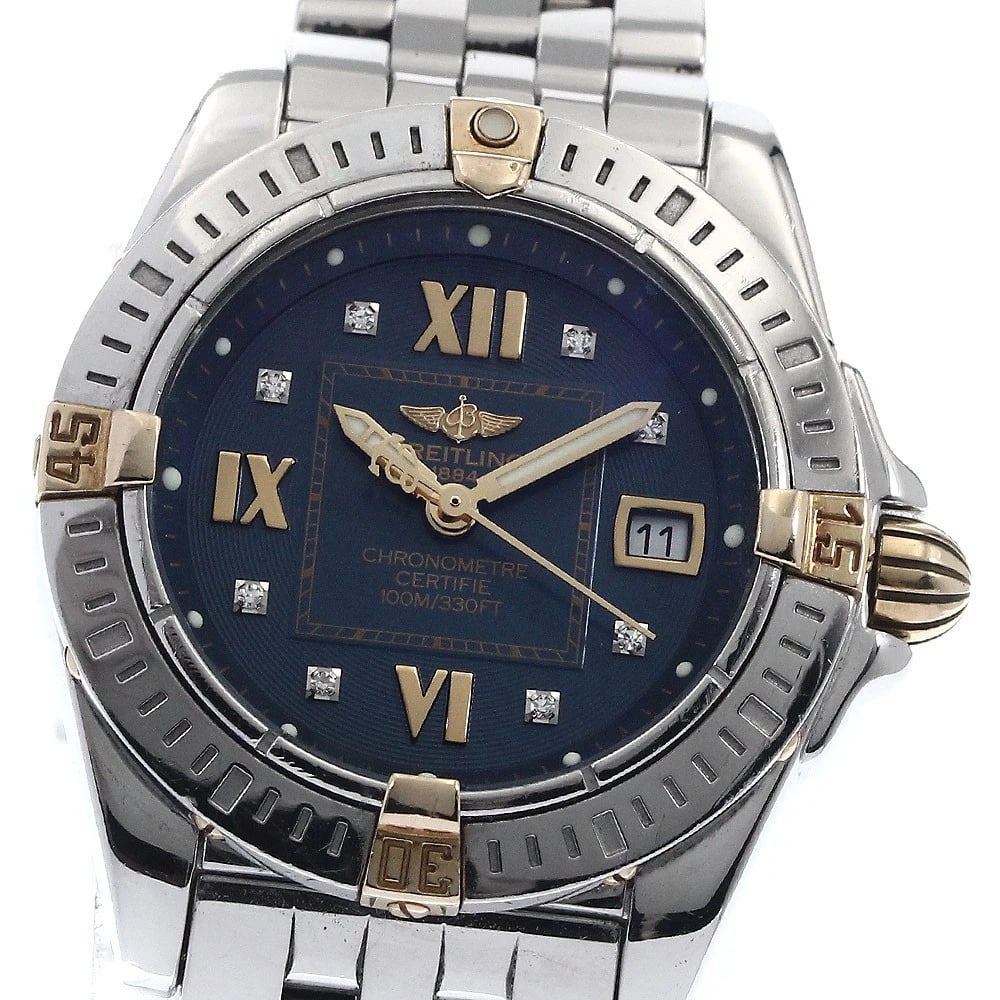 BREITLING COCKPIT 8P DIAMOND NAVY DIAL QUARTZ WATCH: BREITLING cockpit 8P diamond Navy Dial Quartz Watch Brand: BREITLING Type: Wristwatch Material: Band Material Stainless Steel, Case Material Stainless Steel Color: Band Color Silver, Case Color Sil
