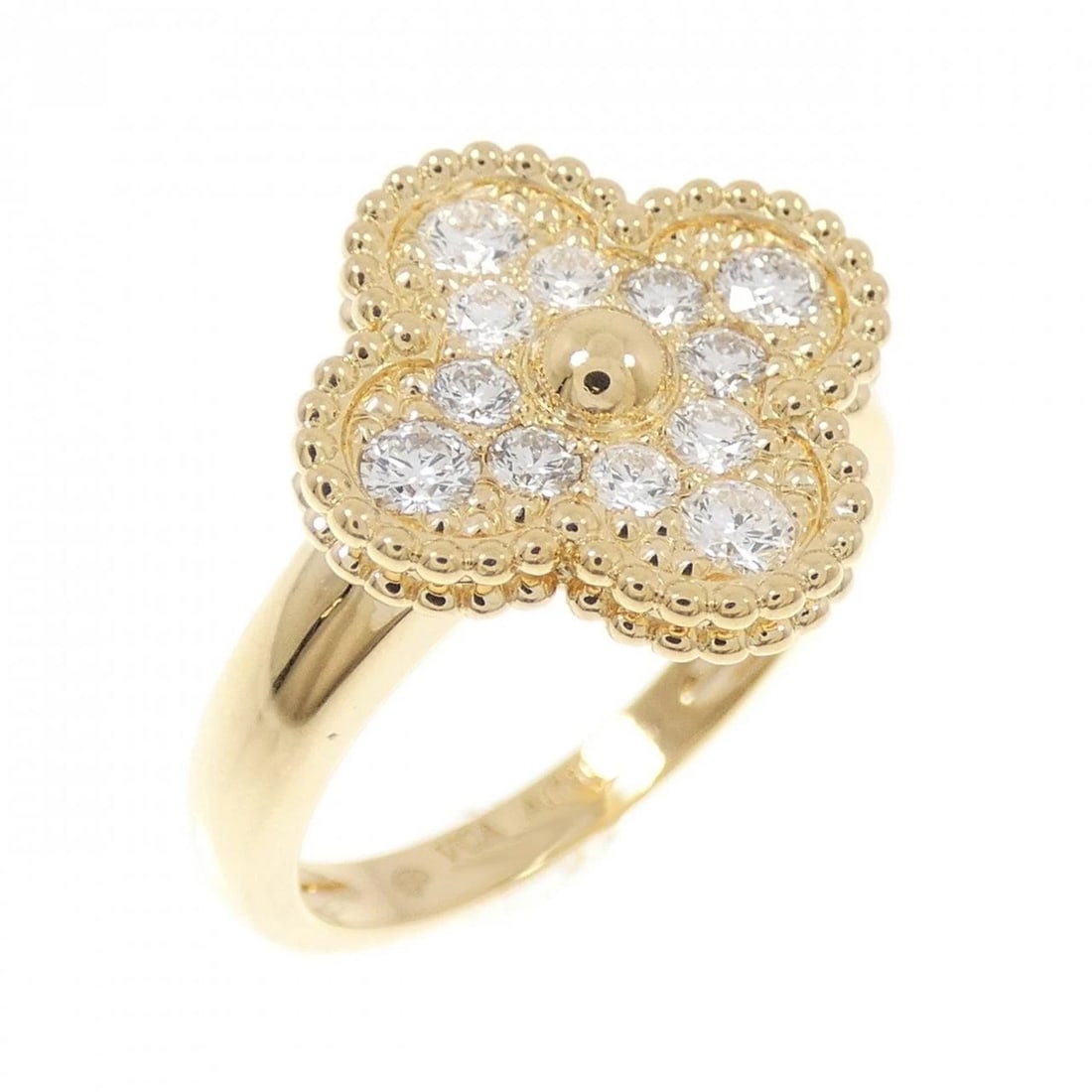 VAN CLEEF & ARPELS ALHAMBRA RING: Van Cleef & Arpels Alhambra Ring Brand: Van Cleef & Arpels Type: Ring Material: 750 Yellow Gold, Main Stone Creation Natural Color: None Size: 6.5-7 (US size) Accessories: None Accessories