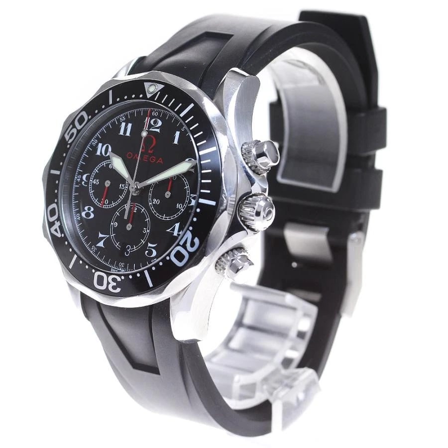 OMEGA SEAMASTER SS RUBBER BLACK DIAL CHRONOGRAPH DATE (1 of 6)
