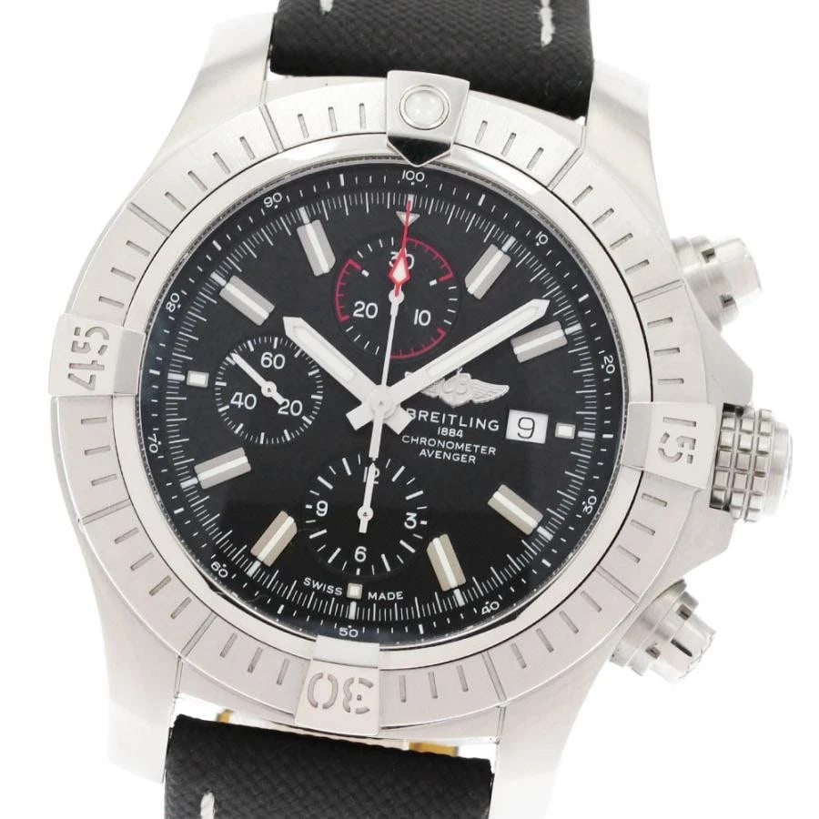 BREITLING SUPER AVENGER SS BLACK DIAL AUTOMATIC CHRONOGRAPH: BREITLING SUPER AVENGER SS Black Dial Automatic Chronograph Brand: BREITLING Type: Wristwatch Material: SS x Nylon/Leather Color: Dial Color: Black Size: Case Size 48mm Max Wrist Size 20.5cm Lug W